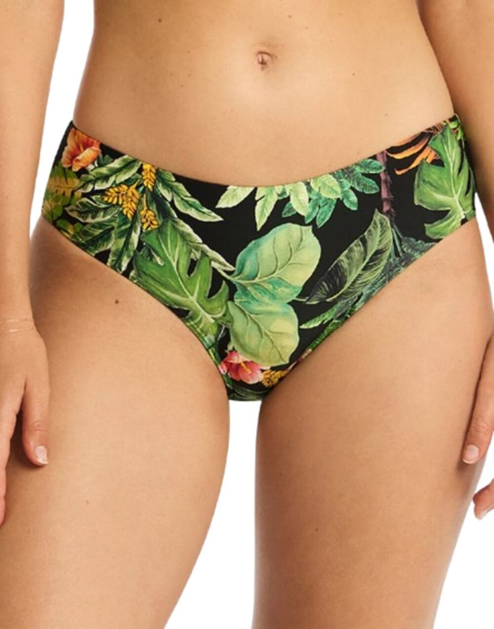 SEA LEVEL SWIM Women's Lotus Mid Rise Bikini Bottom Size 8 Black Green Print NWT